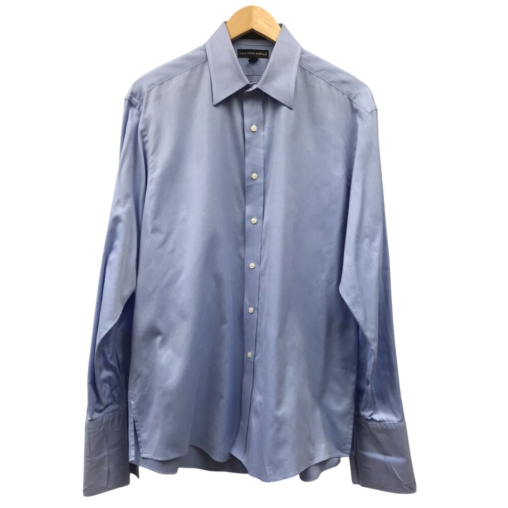 Saks Fifth Avenue Shirt Mens Size 15 1/2 34 35 Blue